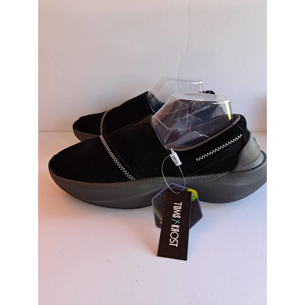 Toms X Krost Womens Sz 9 Wide Alpargata Gamma Black Suade Ortholight Shoes NEW